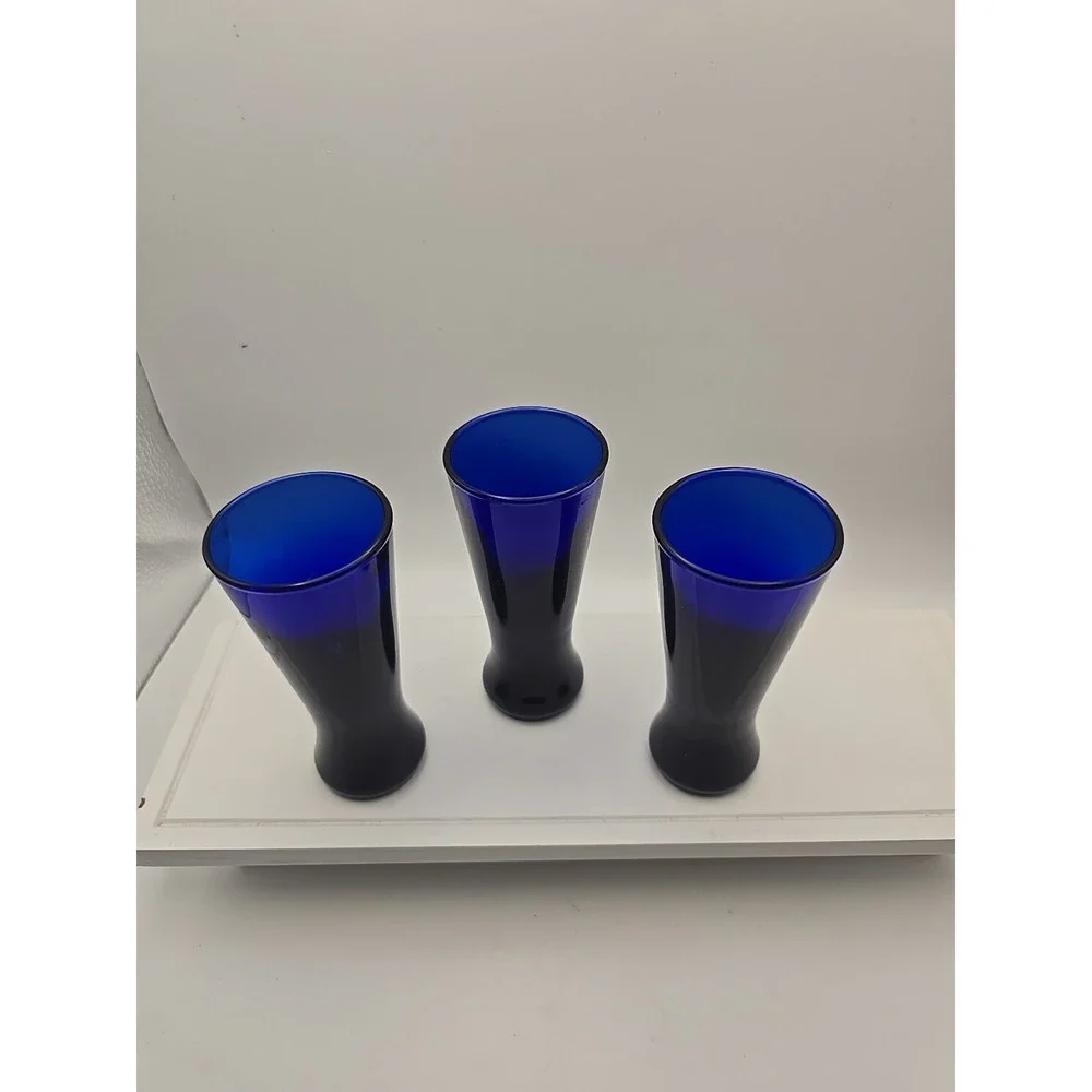 Cobalt Blue Shot Glasses‎ 3 Glasses! Unbranded